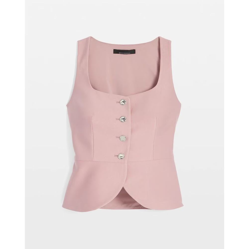 WHBM White House Black Market Tailored Twill Vest Size 4 in Dust Pink - Picture 3 of 9